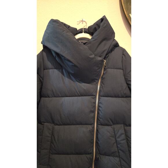 BCBG Max Azria Women's Navy Puffer Coat S Quilted Long Jacket - Picture 3 of 12
